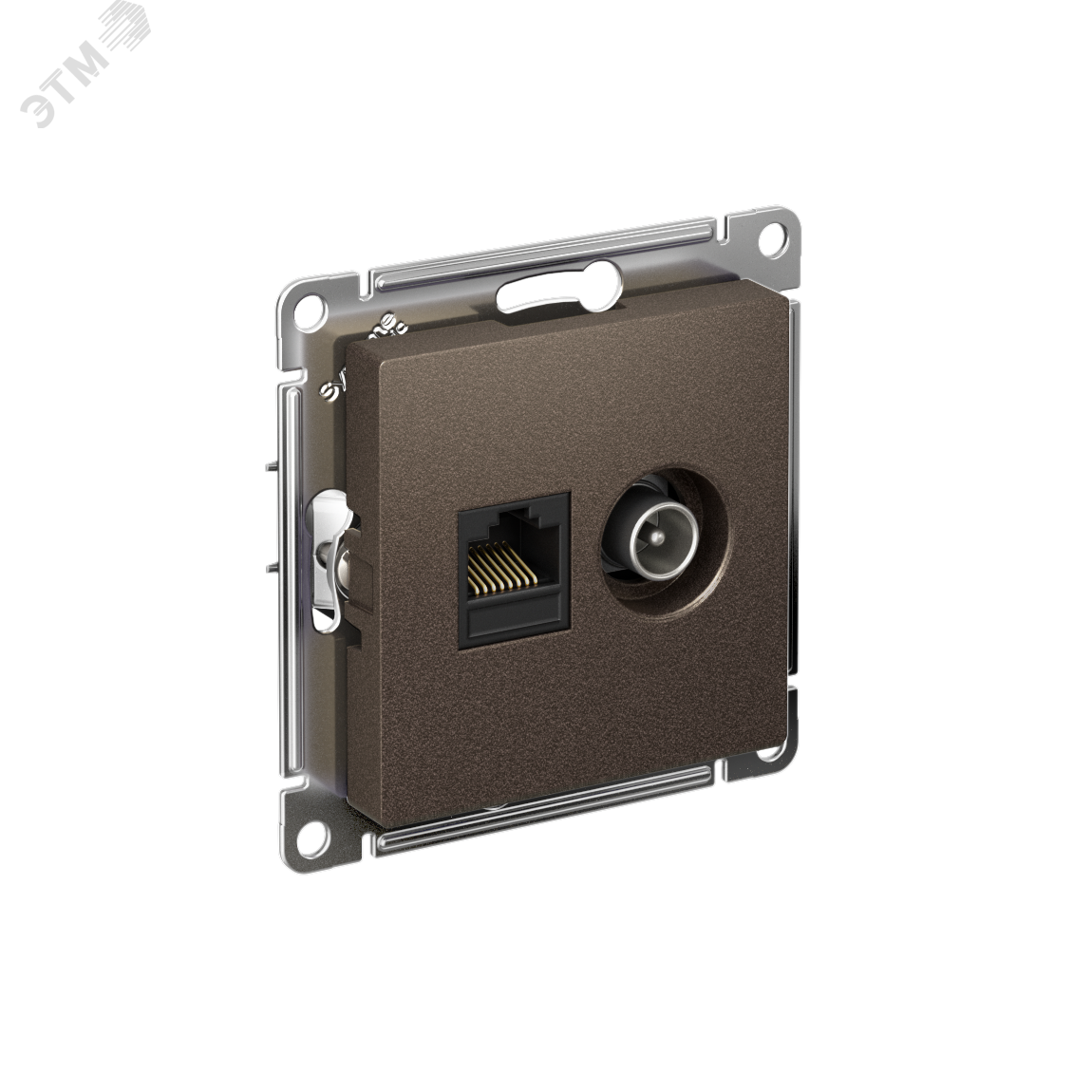 Изображение товара Розетка двойная AtlasDesign с RJ45 и TV, мокко, скрытый монтаж