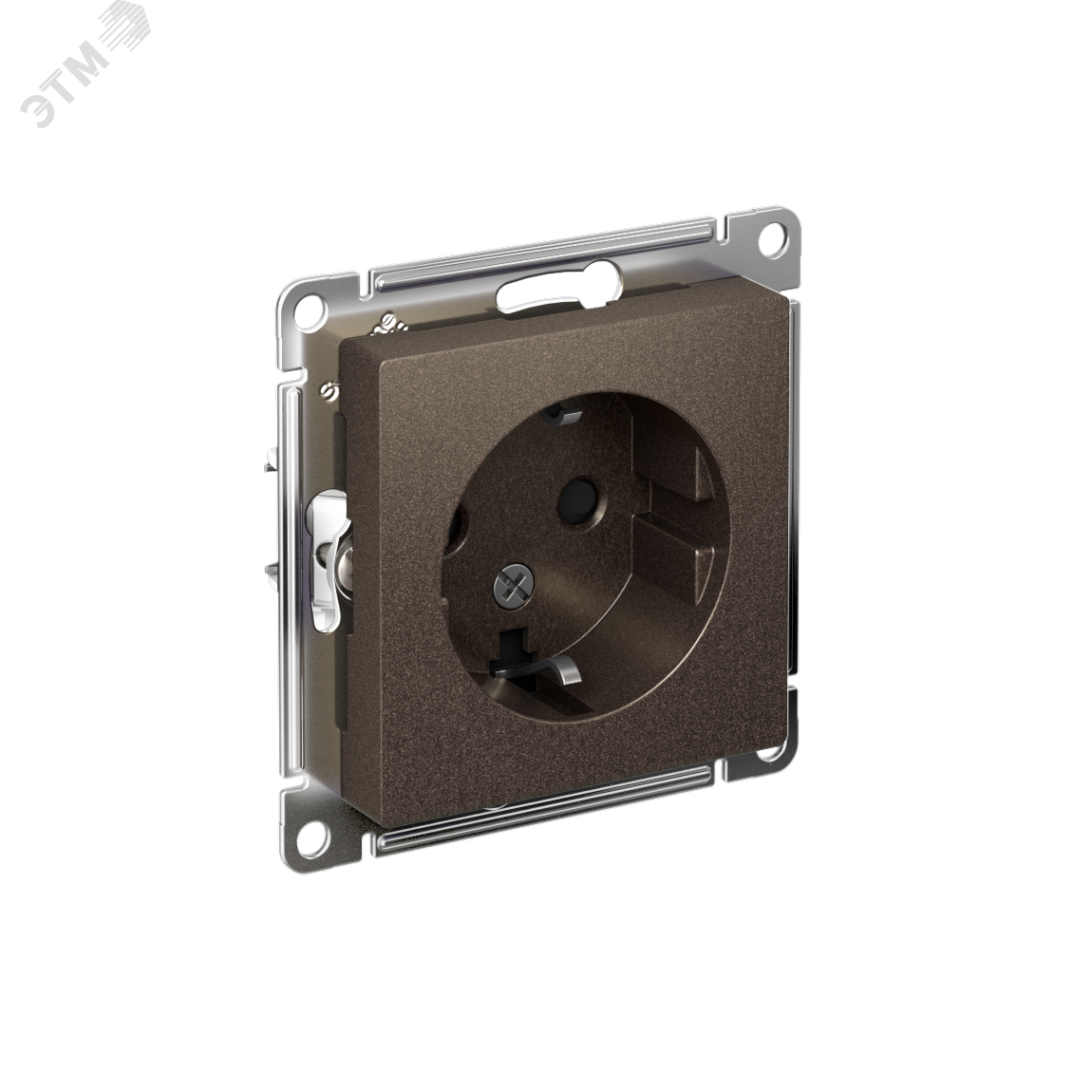 Изображение товара Розетка ATLASDESIGN с заземлением и шторками 16А коричневая