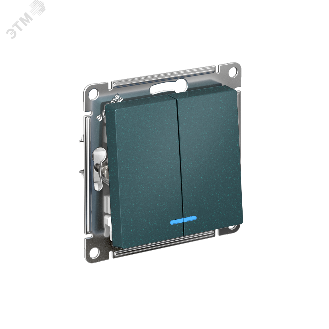 Изображение товара 2-клавишный выключатель с подсветкой изумруд быстрозажимные клеммы IP20 10А