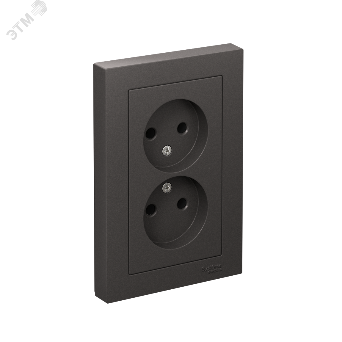 Изображение товара Розетка двойная AtlasDesign без заземления 16А, цвет базальт