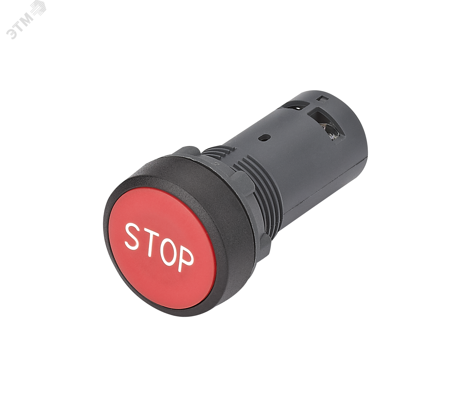 Изображение товара Кнопка моноблочная 22мм красная с возвратом, с маркировкой STOP, пластик, 1НЗ, IP65 SB7 (шт)