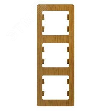 Изображение товара Рамка GLOSSA 3 поста вертикальная дуб для электрощитов торговый бренд GLOSSA