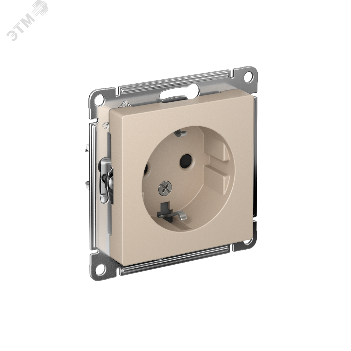 Изображение товара Розетка ATLASDESIGN с заземлением и шторками 16А песочная