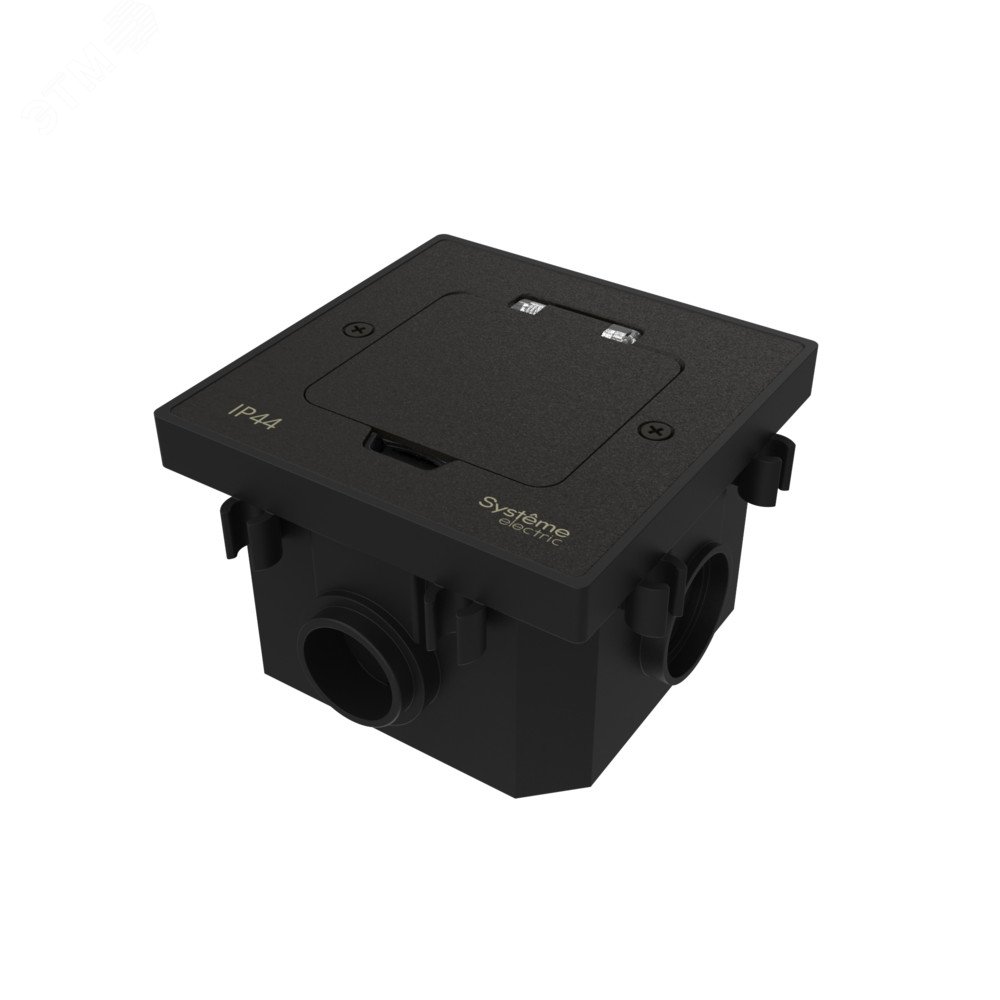 Изображение товара Лючок MultiDeS на 2 модуля IP44 для бетонных полов с монтажной коробкой черный