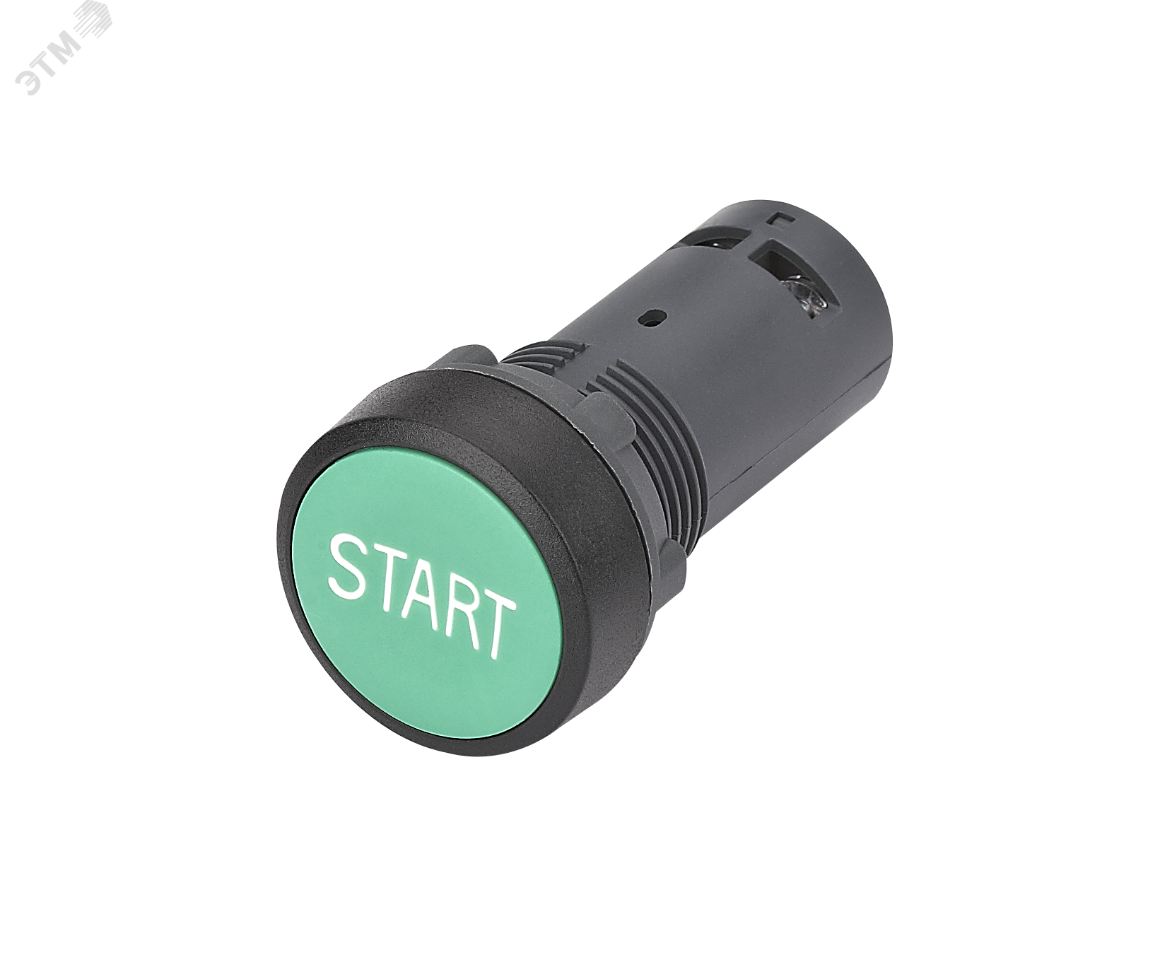 Изображение товара Кнопка моноблочная 22мм зеленая с возвратом, с маркировкой START, пластик, 1НО, IP65 SB7 (шт)