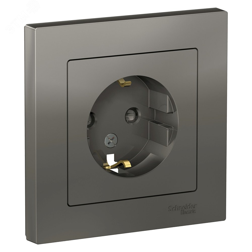 Изображение товара Розетка AtlasDesign с заземлением и шторками 16А сталь система Electric