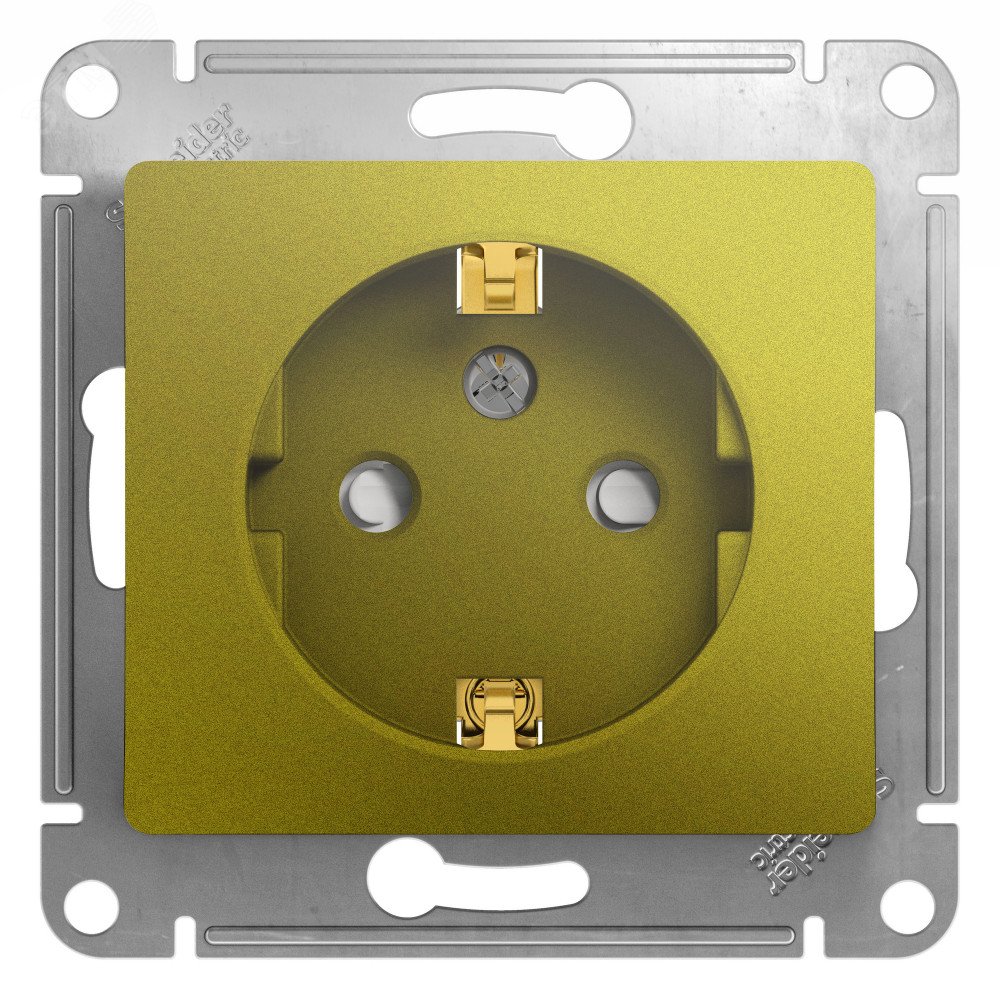 Изображение товара Розетка с заземлением со шторками GLOSSA Systeme Electric фисташковая