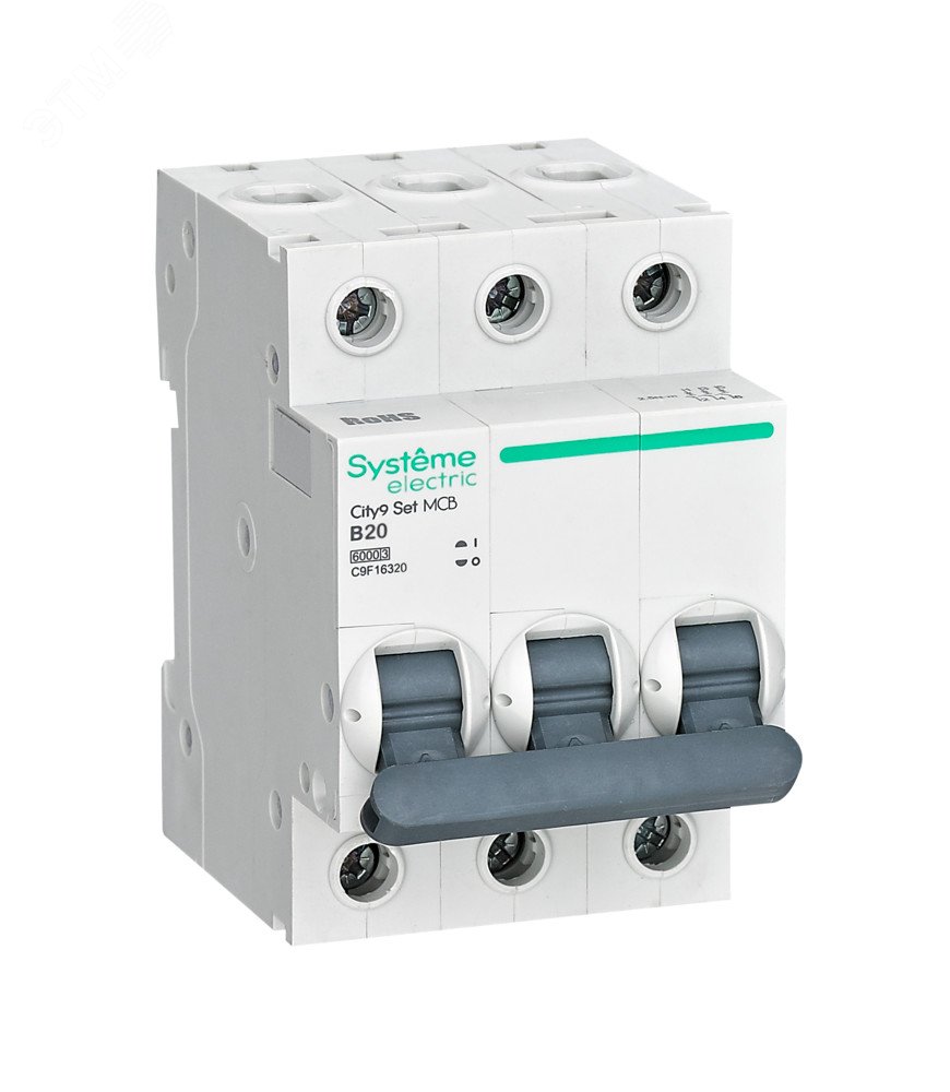 Изображение товара Автоматический выключатель трехполюсный 20А 6кА City9 Set Systeme Electric