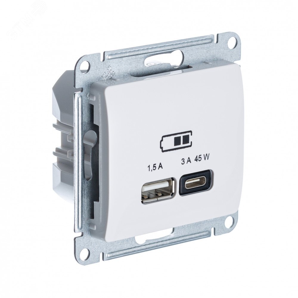 GLOSSA USB РОЗЕТКА A + тип-C 45W высокоскор.заряд. QC, PD, механизм, БЕЖЕВЫЙ GSL000229 Systeme Electric - превью 2