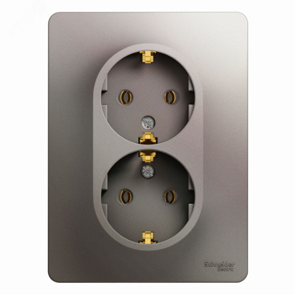 Изображение товара Двойная розетка с заземлением GLOSSA 220-250 В IP20 серебристая