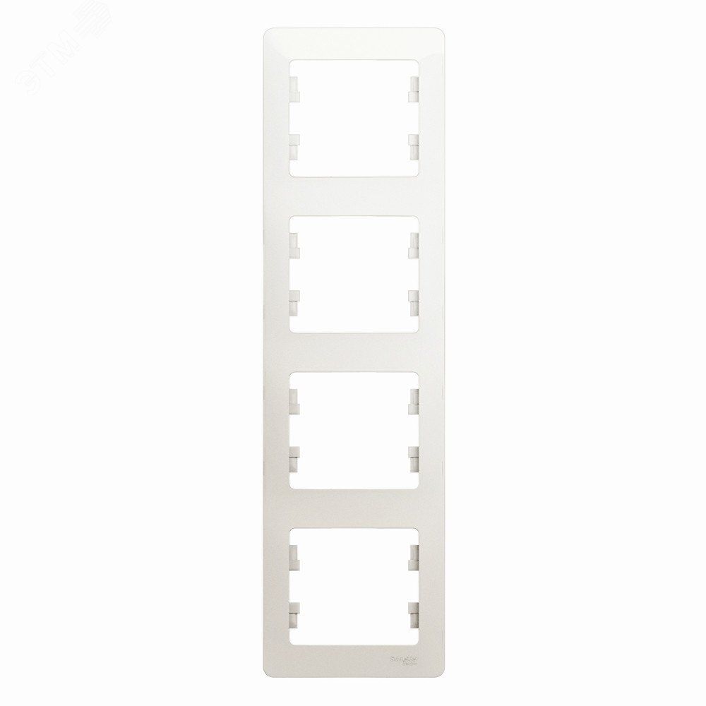 Изображение товара Рамка GLOSSA 4 поста вертикальная перламутр белая из PС+ASA, стойкая к УФ