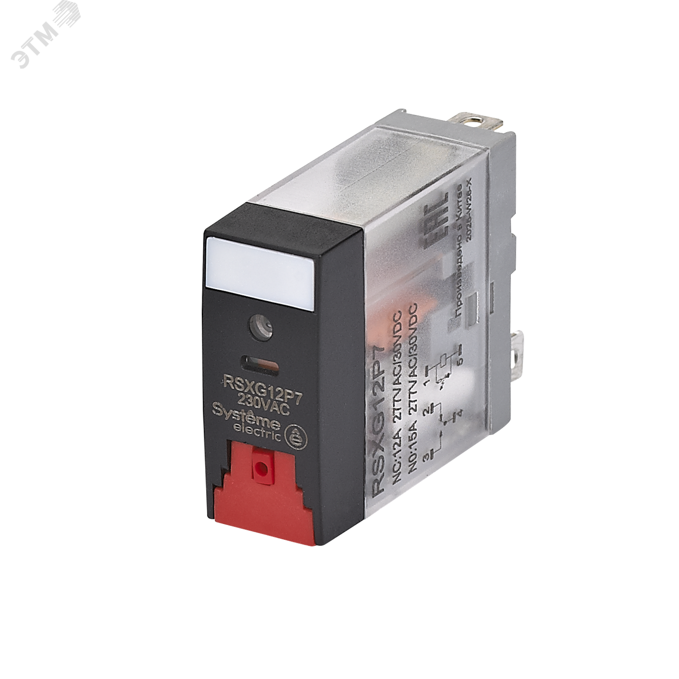 Изображение товара Реле 12A 1CO 230VAC с тест кнопкой и LED индикатором