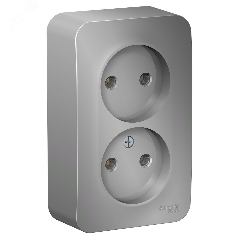 Изображение товара Розетка Blanca 2-местная для открытой установки без заземления 16А 250В алюминий