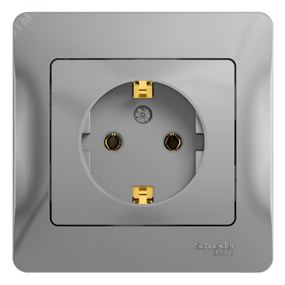 Изображение товара GLOSSA Розетка с заземлением в сборе алюминий 16А скрытая монтаж IP20