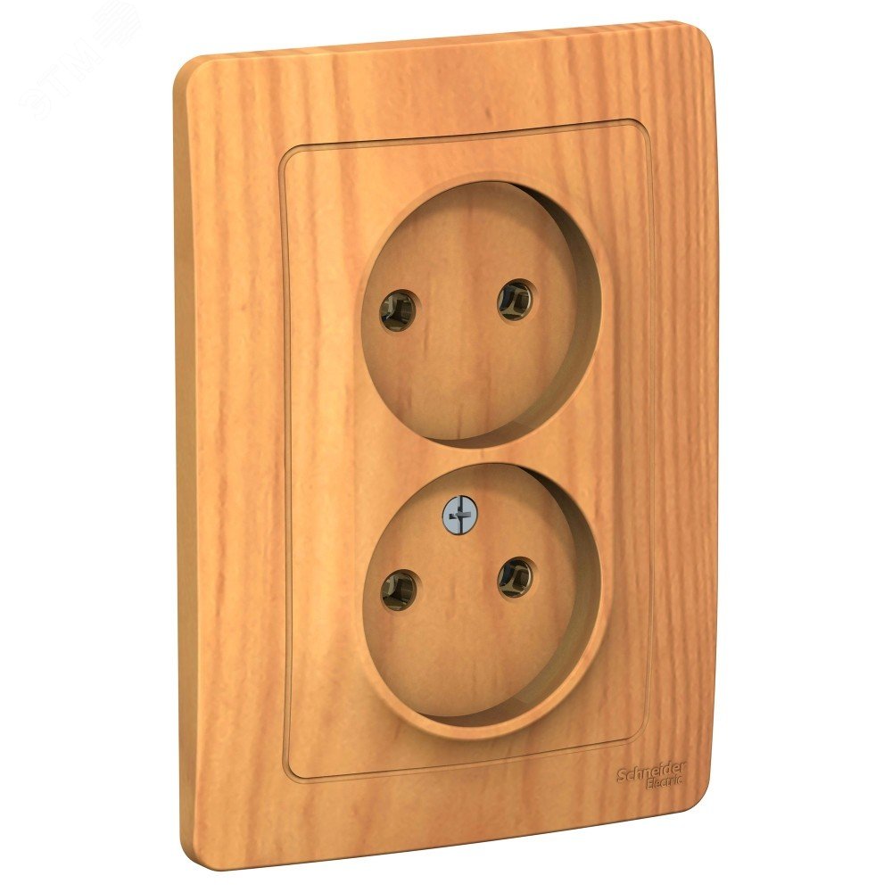 Изображение товара BLANCA скрытой установки розетка двойная без заземления без шторок, 16А, 250В, ясень (шт)