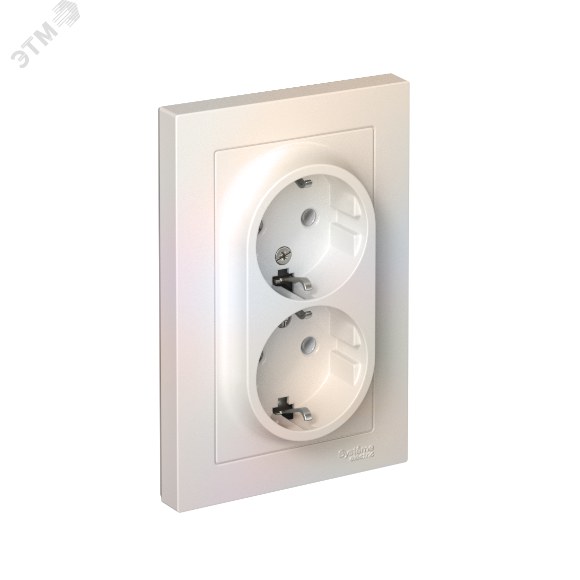 Изображение товара Розетка двойная AtlasDesign с заземлением 16А жемчуг System Electric