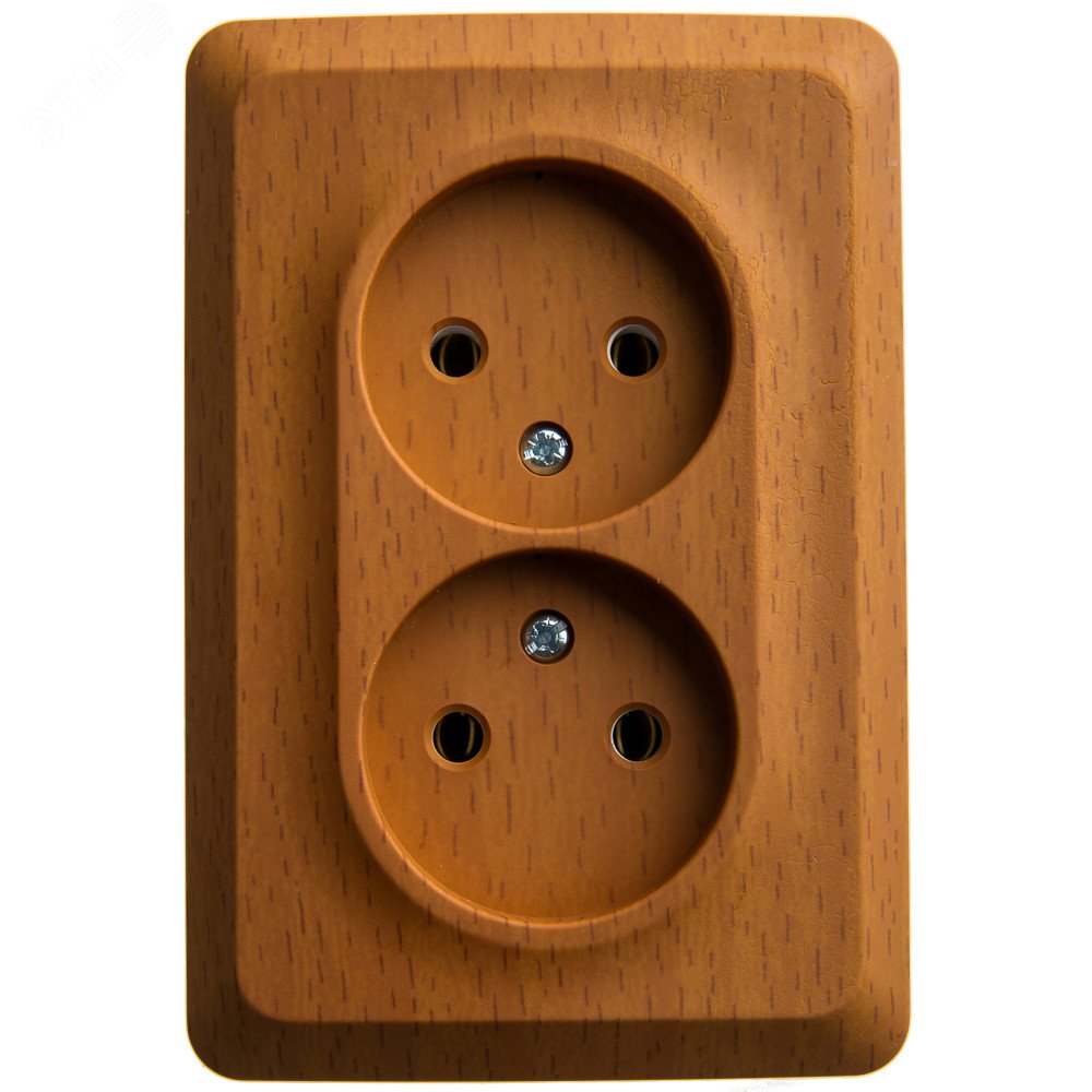 Изображение товара ЭТЮД Розетка угловая двойная открытой установки без заземления без шт. 16А 250B, бук (шт)