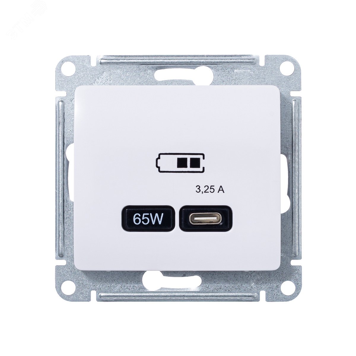 GLOSSA USB РОЗЕТКА тип-С 65W высокоскор.заряд. QC, PD, механизм, БЕЛЫЙ GSL000127 Systeme Electric - превью 3