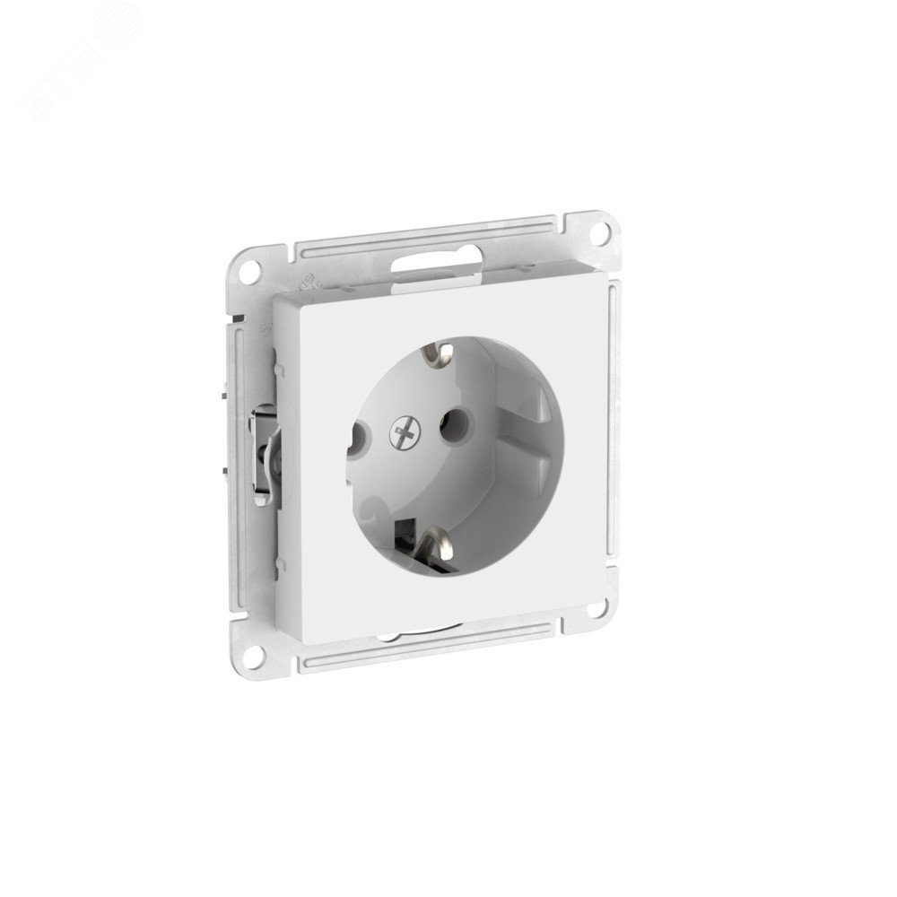 Изображение товара Розетка с заземлением ATLASDESIGN 16А белая с быстрозажимами и антибактериальным пластиком