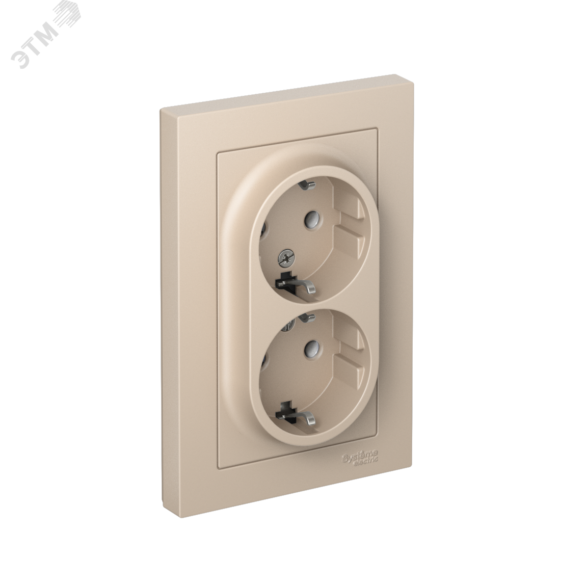 Изображение товара Двойная розетка AtlasDesign с заземлением, 16А, песочный цвет