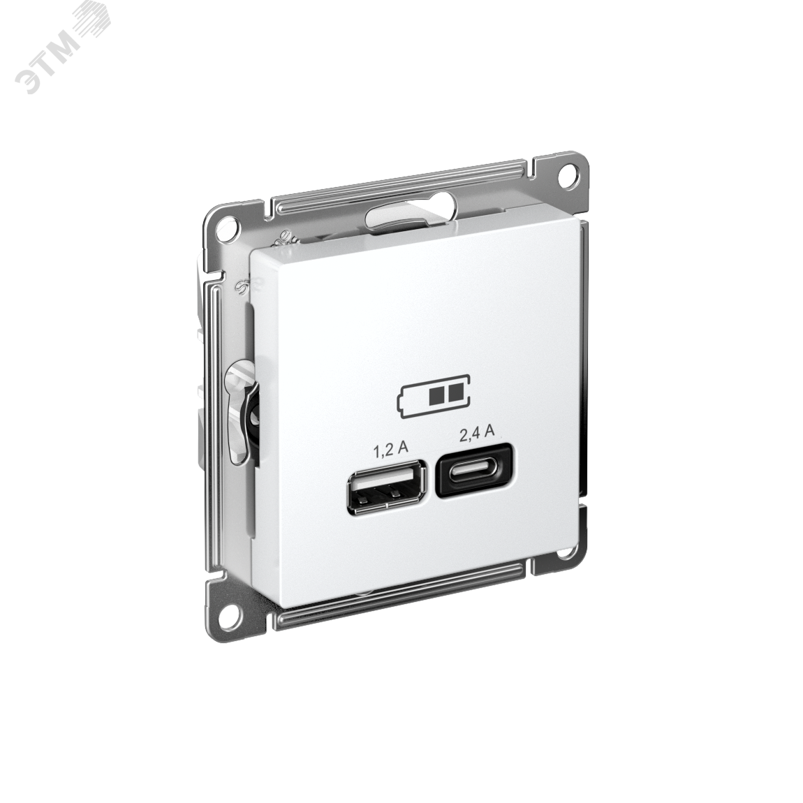 Изображение товара Розетка USB AtlasDesign 2 выхода 5В/2,4А и 5В/1,2А белая