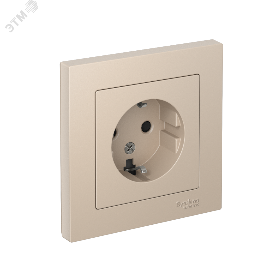 Изображение товара Розетка ATLASDESIGN с заземлением и шторками 16А песочная