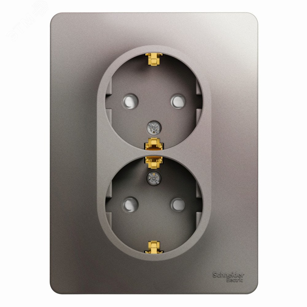 Изображение товара Двойная электросеть розетка со шторками заземлением GLOSSA 220-250 В серый