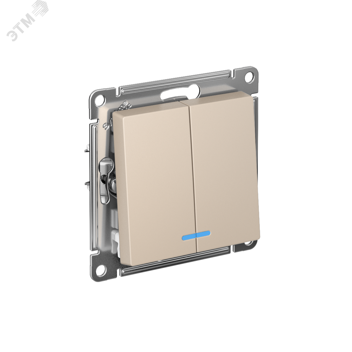 Изображение товара Двухклавишный выключатель с подсветкой AtlasDesign 220 В 10 А песочный