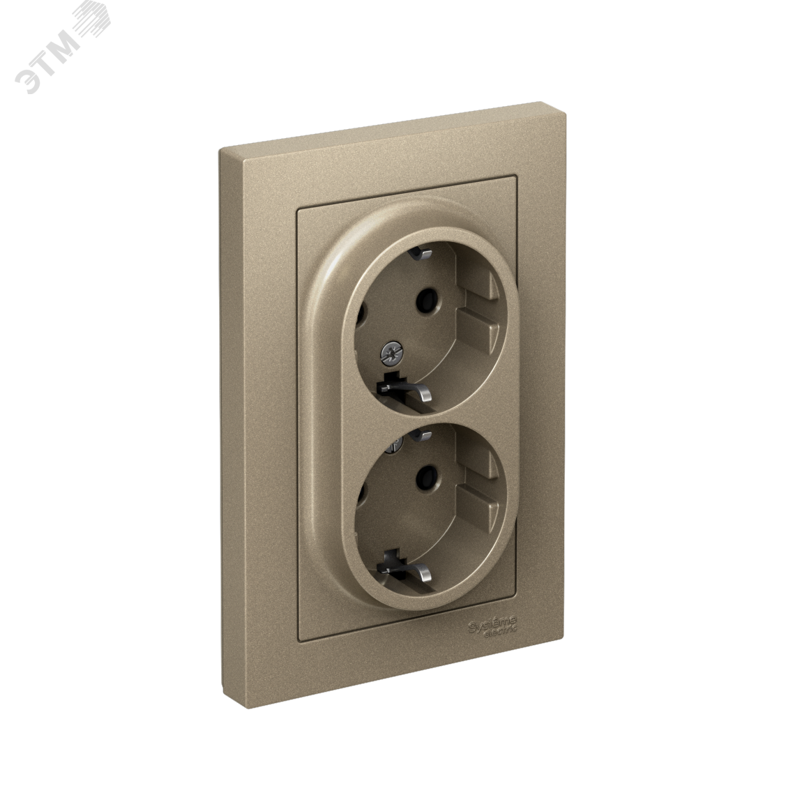 Изображение товара Розетка ATLASDESIGN двойная с заземлением 16А шампань