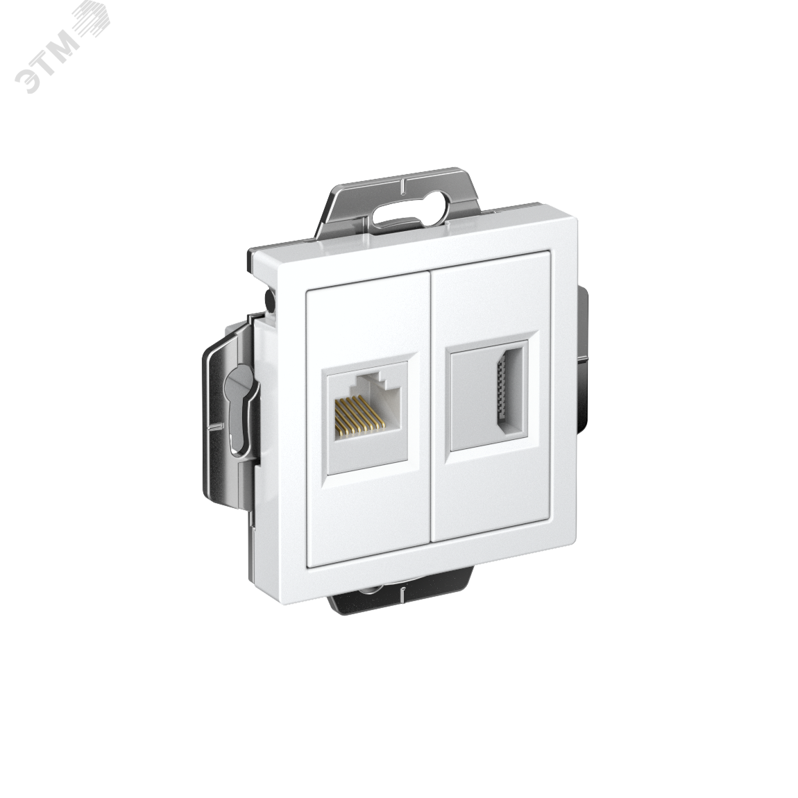 Изображение товара Двойная розетка HDMI+RJ45 ATLASDESIGN белая класс IP20 для Ethernet и HDMI
