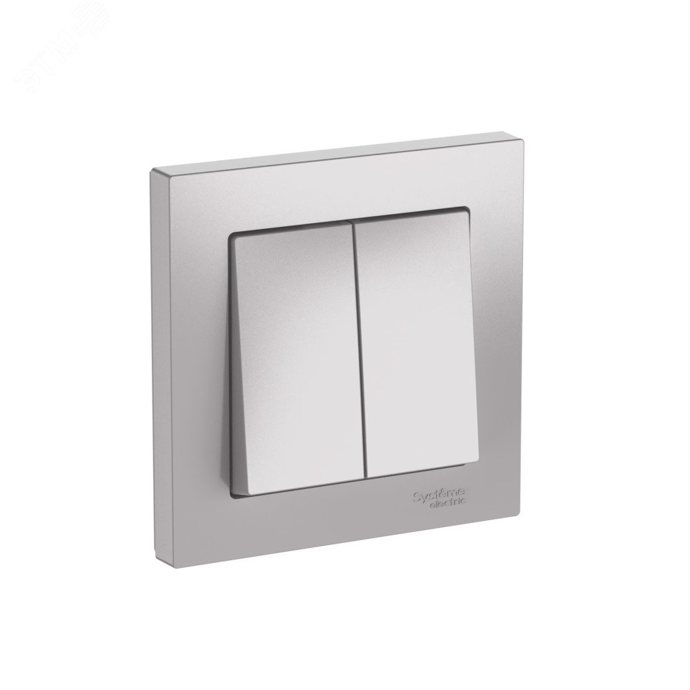 Изображение товара ATLASDESIGN 2-клавишный выключатель алюминий быстрозажимные клеммы IP20 Россия