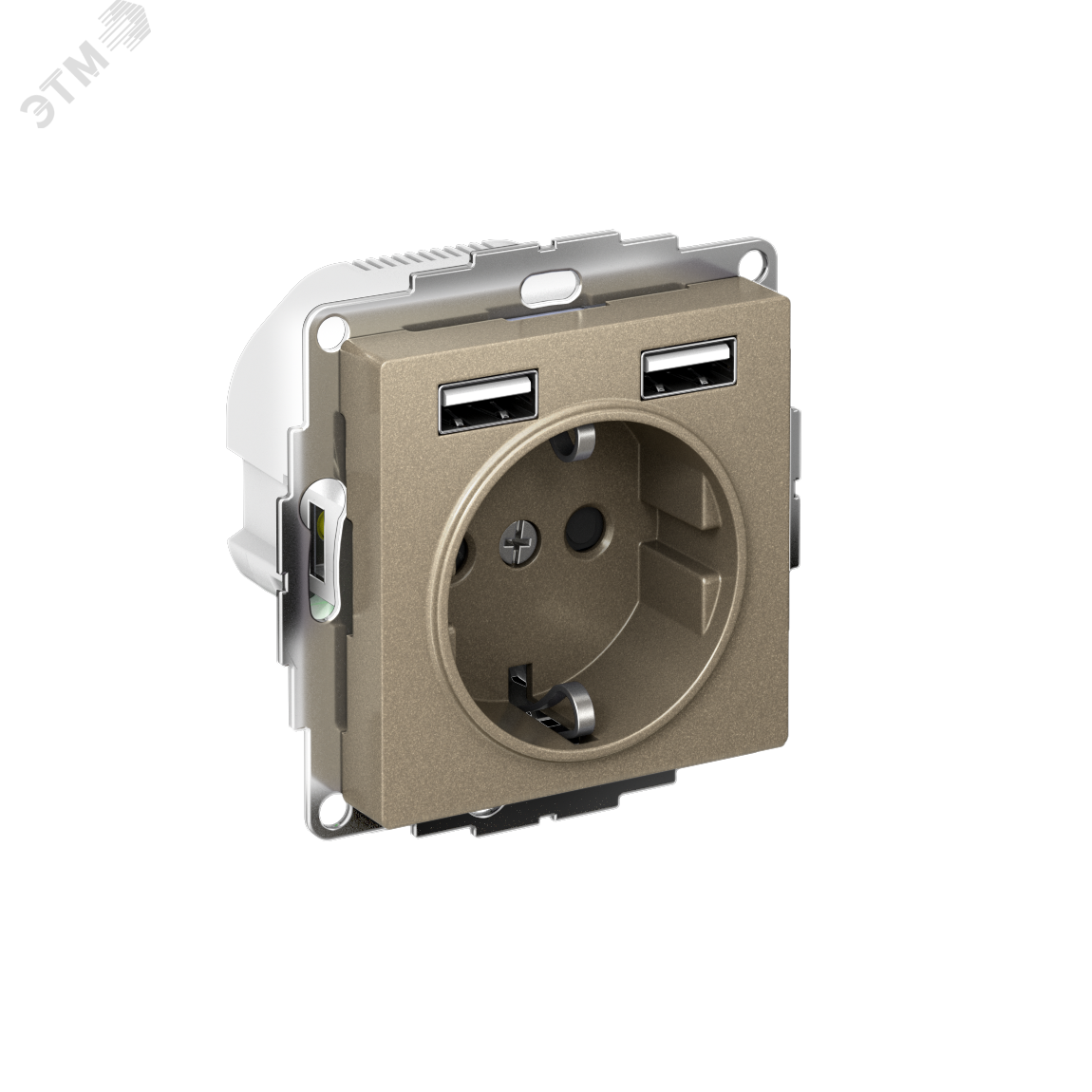 Изображение товара РОЗЕТКА ATLASDESIGN 16А с 2 USB A+A, цвет шампань