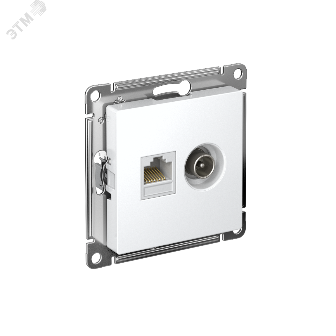 Изображение товара Розетка ATLASDESIGN двойная ТВ + компьютерная RJ45 категория 5Е белый