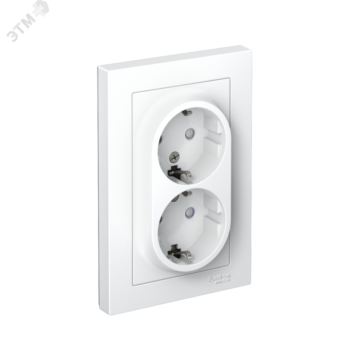 Изображение товара Розетка ATLASDESIGN двойная с заземлением 16А белая