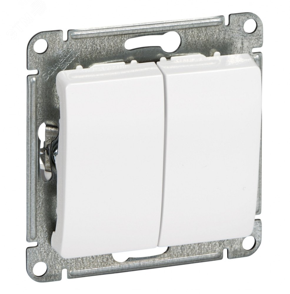 GLOSSA Выключатель двухклавишный в рамку белый сх.5 GSL000151 Systeme Electric - превью 4