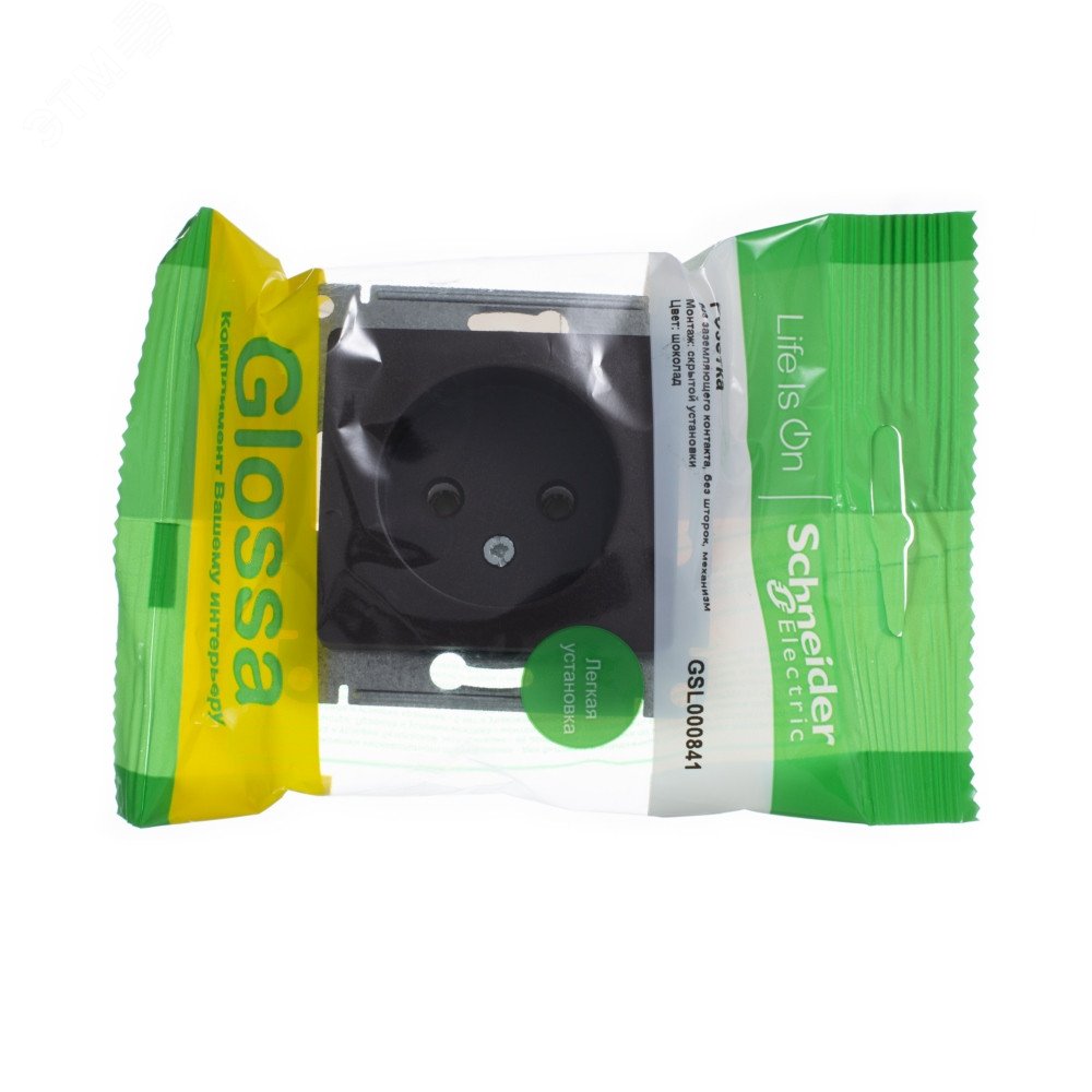 GLOSSA Розетка без заземления шоколад в рамку GSL000841 Systeme Electric - превью 3