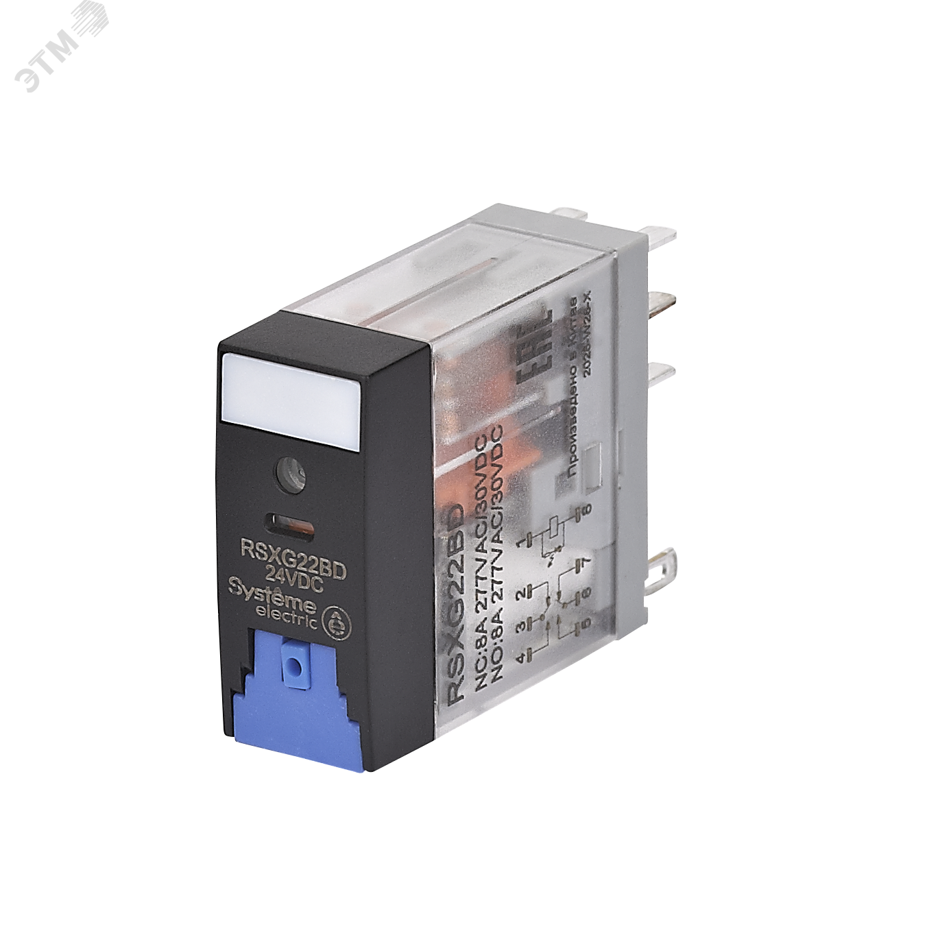 Изображение товара Реле 8A 2CO 24VDC с тестовой кнопкой и LED подсветкой Systeme Electric