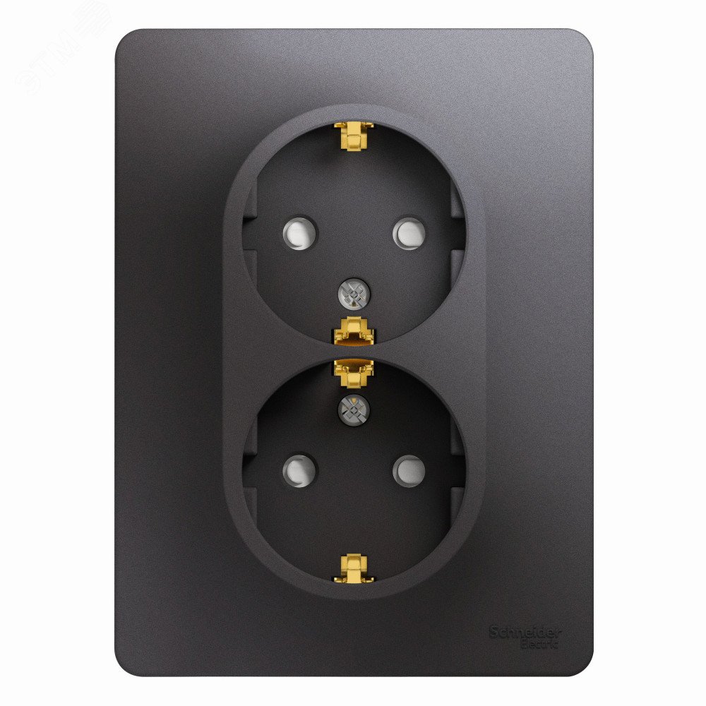 Изображение товара Двойная розетка со заземлением и шторками GLOSSA серый 16 А IP20