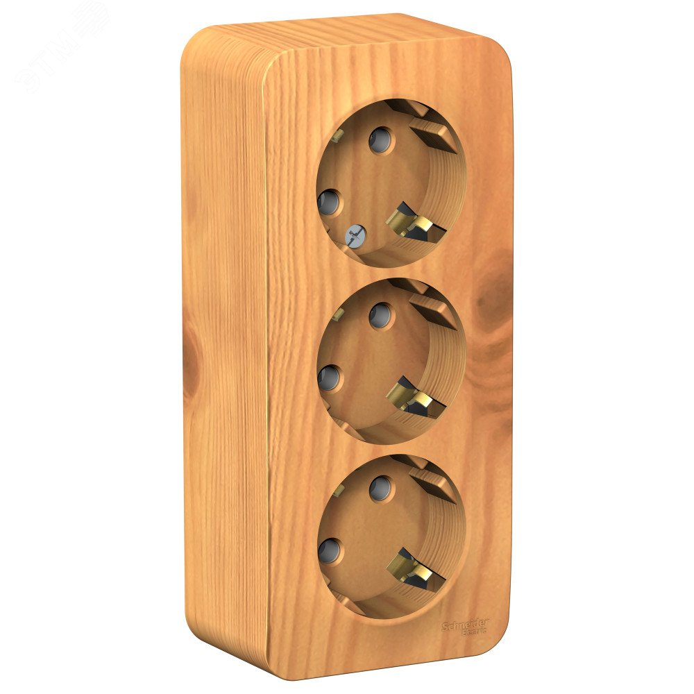 Изображение товара Розетка наружная трехпостовая Blanca с заземлением 16А 250В Ясень