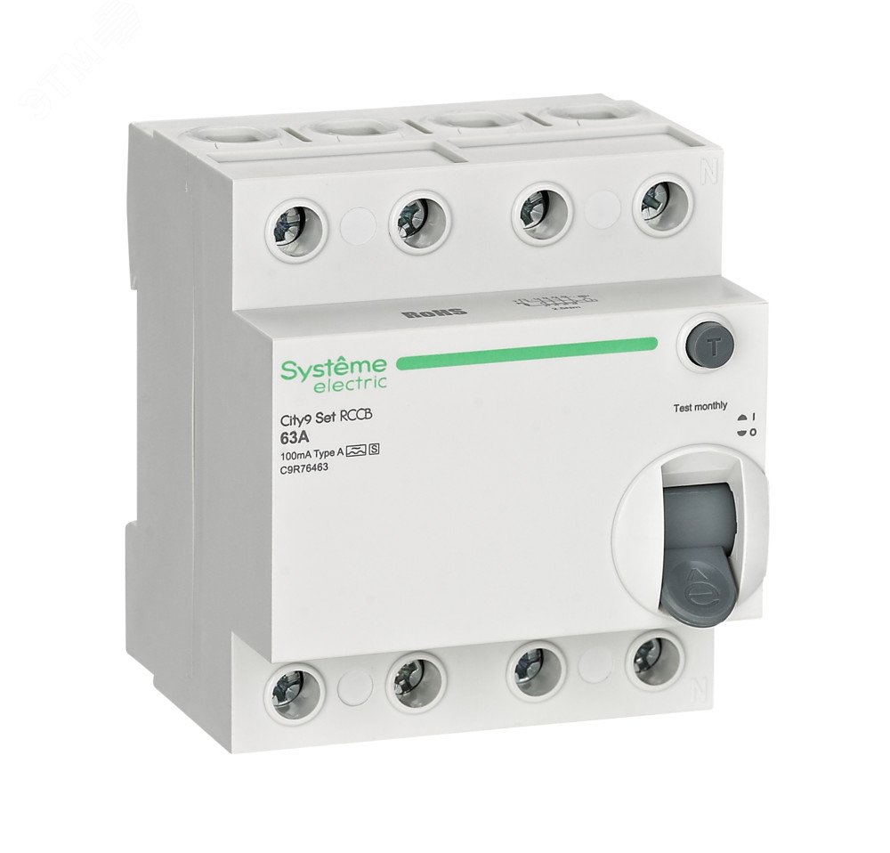 Изображение товара Выключатель дифференциального тока 63А 4P 100мА A-S 400В City9 Set