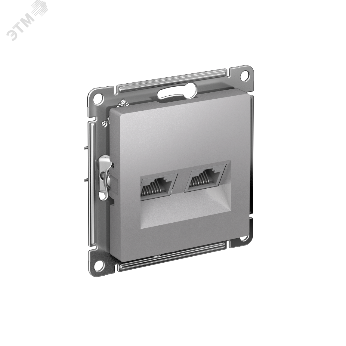 Изображение товара Двойная компьютерная розетка RJ45 категории 6А ATLASDESIGN алюминий