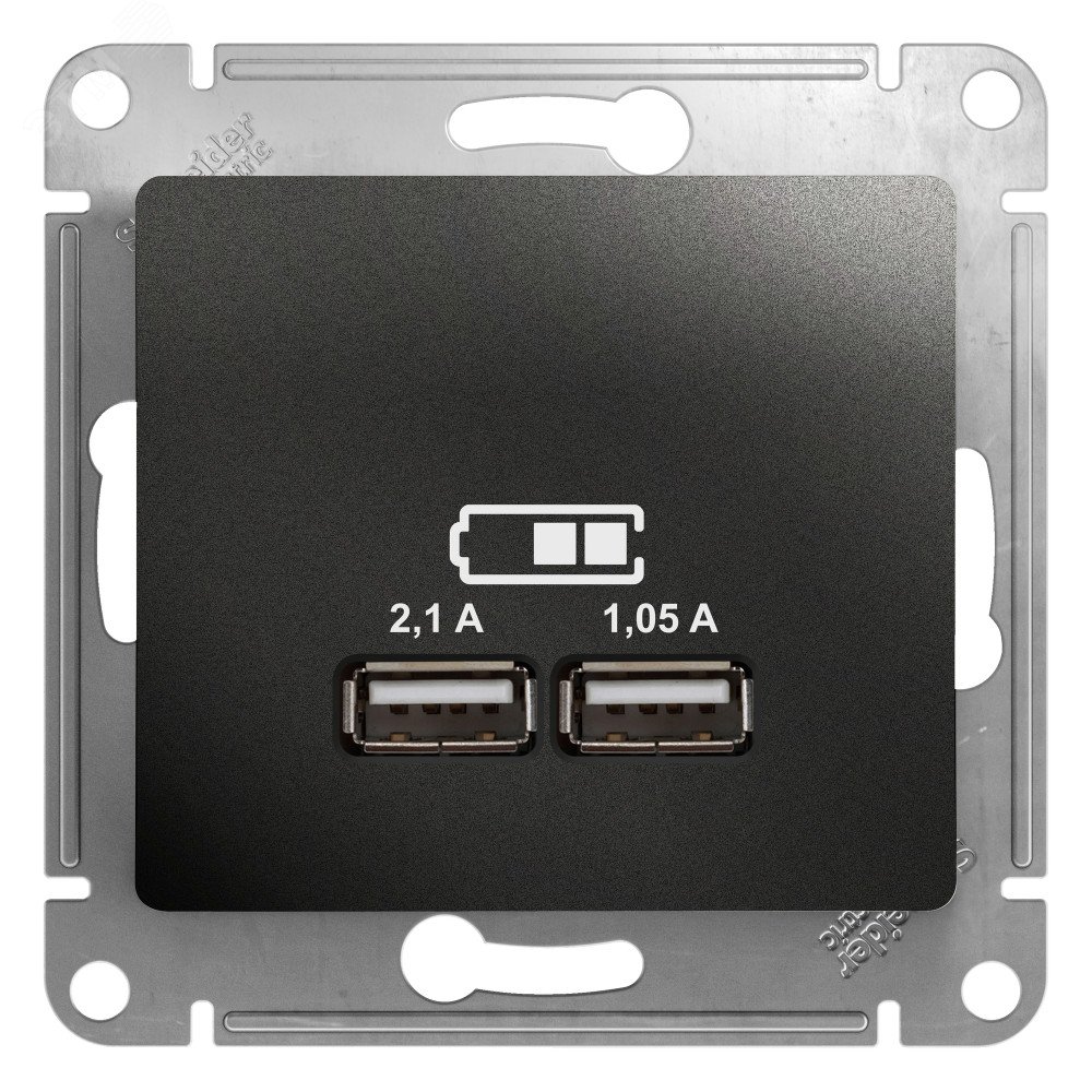GLOSSA Розетка USB антрацит в рамку 5В/2100мА GSL000733 Systeme Electric - превью 2
