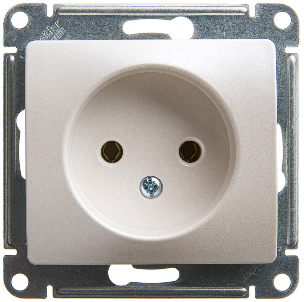 Изображение товара GLOSSA Розетка без заземления перламутр в рамке 220 В 16 А IP20