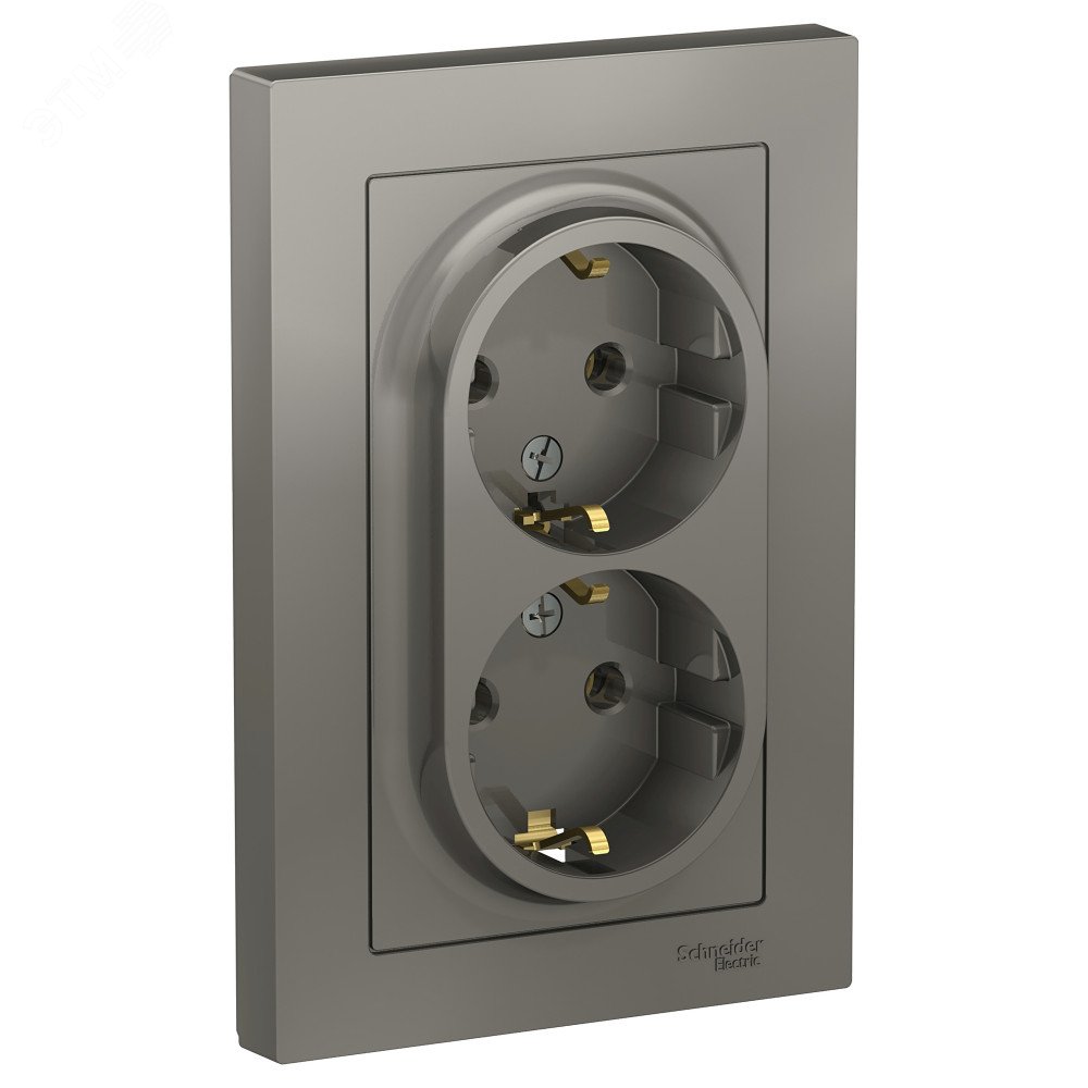 Изображение товара Розетка ATLASDESIGN двойная с заземлением 16А в сборе сталь (шт)