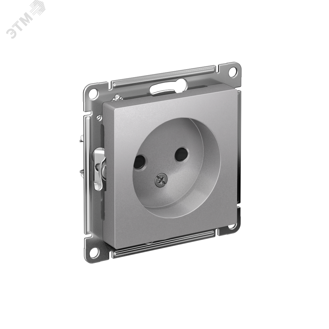 Изображение товара Розетка AtlasDesign без заземления со шторками 16А алюминий Россия