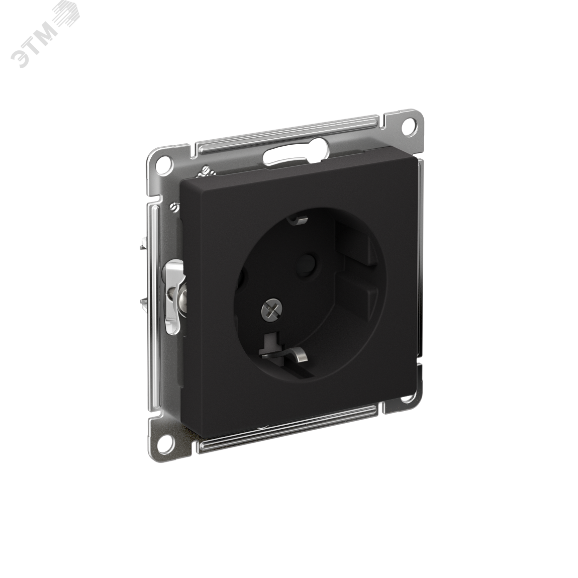 Изображение товара Розетка ATLASDESIGN с заземлением и шторками 16А карбон скрытый монтаж