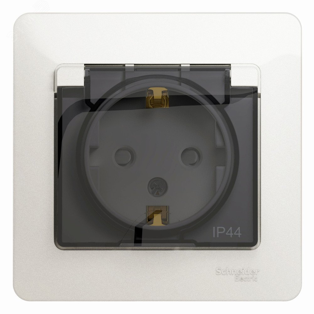 Изображение товара GLOSSA Розетка с заземлением IP44 перламутр, монтаж скрытый