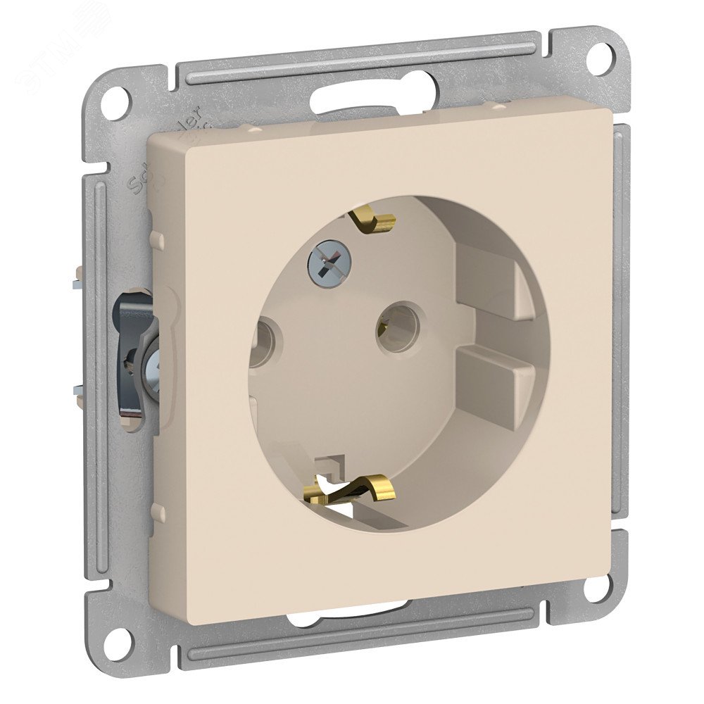 Изображение товара Розетка ATLASDESIGN с заземлением на 16А бежевый Systeme Electric