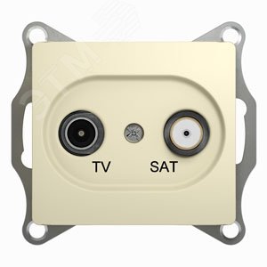 GLOSSA Розетка телевизионная TV-SAT проходная в рамку 4дБ бежевая GSL000298 Systeme Electric - превью 6