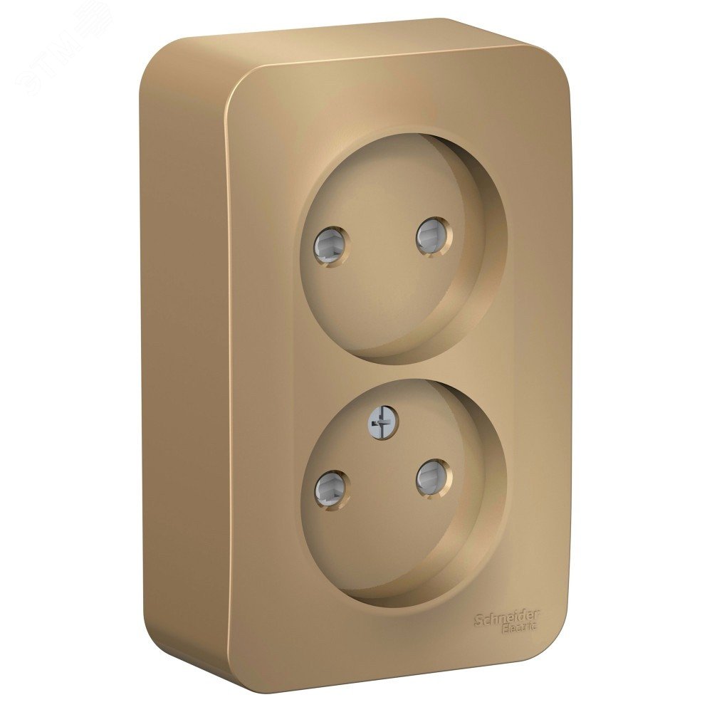 Изображение товара Розетка BLANCA наружная двойная, без заземления, со шторками, с изолирующей пластиной, 16А, 250В, титан (шт)